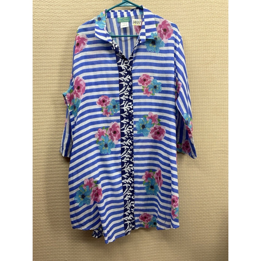 ANTICA SARTORIA BLUE STRIPPED BUTTON DOWN SHORT DRESS Size Large‎